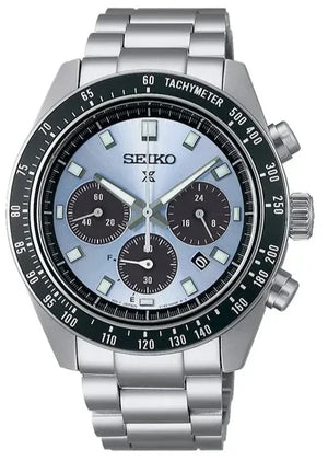 Seiko Prospex Speedtimer 41.4 Solar Chronograph Blue Dial Silver Steel Strap Watch for Men - SSC935