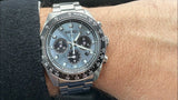 Seiko Prospex Speedtimer 41.4 Solar Chronograph Blue Dial Silver Steel Strap Watch for Men - SSC935