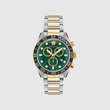  Shop Authentic Versace Greca Dome Chronograph Green Dial Two Tone Steel Strap Watch for Men - VE6K00423 - Luxxuri