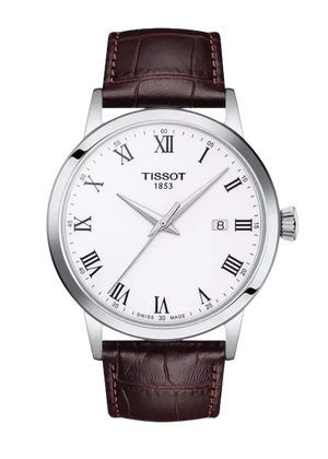 Tissot T Classic Dream Quartz White Dial Brown Leather Strap Watch for Men - T129.410.16.013.00