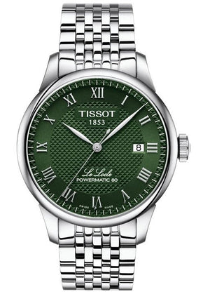 Tissot Le Locle Powermatic 80 Automatic Green Dial Silver Steel Strap Watch for Men - T006.407.11.093.00