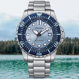 Citizen Mechanical Automatic Blue Dial Silver Steel Strap Watch for Men - NJ0178-81M