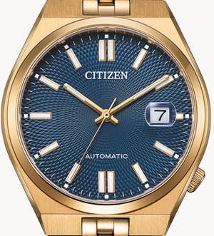 Citizen Tsuyosa 60 Automatic Blue Dial Rose Gold Steel Strap Watch for Men - NK0023-57L