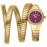Just Cavalli Vita Purple Dial Gold Steel Strap Watch for Women - JC1L355M0035