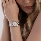 Emporio Armani Federica Pink Dial Silver Steel Strap Watch for Women - AR11658