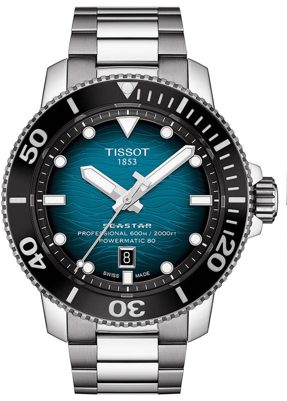 Tissot Seastar 2000 Professional Powermatic 80 Blue Dial Silver Steel Strap Watch for Men - T120.607.11.041.00