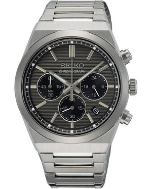 Seiko Conceptual Chronograph Grey Dial Silver Steel Strap Watch for Men - SSB455P1