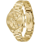 Hugo Boss Grand Tour Chronograph Gold Dial Gold Steel Strap Watch for Women - 1502768