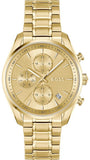 Hugo Boss Grand Tour Chronograph Gold Dial Gold Steel Strap Watch for Women - 1502768