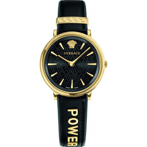  Shop Authentic Versace V Circulus Quartz Black Dial Black Leather Strap Watch for Women - VBP12017 - Luxxuri