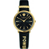  Shop Authentic Versace V Circulus Quartz Black Dial Black Leather Strap Watch for Women - VBP12017 - Luxxuri