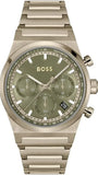 Hugo Boss Candor Chronograph Green Dial Brown Steel Strap Watch for Men - 1514222