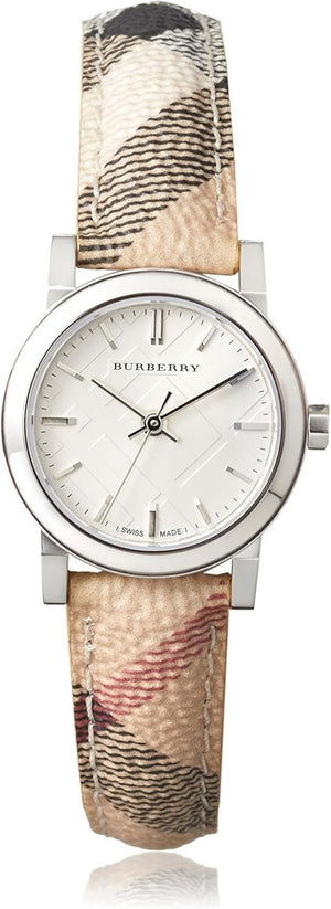 Burberry The City Silver Dial Multicolor Haymarket Leather Strap Watch for Women - BU9222