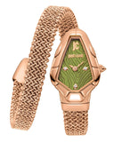 Just Cavalli Fiamma Green Dial Rose Gold Steel Strap Watch for Women - JC1L426M0045