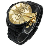  Shop Authentic Diesel Mega Chief Chronograph Gold Dial Black Steel Strap Watch For Men - DZ4485 - Luxxuri