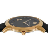  Shop Authentic Versace Audrey Quartz Black Dial Black Leather Strap Watch for Women - VELR00319 - Luxxuri