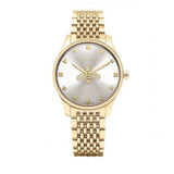  Shop Authentic Gucci G Timeless Quartz Silver Dial Gold Steel Strap Watch For Women - YA1264155 - Luxxuri