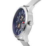  Shop Authentic Tommy Hilfiger Spencer Skeleton Black Dial Silver Mesh Bracelet Watch for Men - 1791643 - Luxxuri