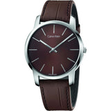  Shop Authentic Calvin Klein City Brown Dial Brown Leather Strap Watch for Men - K2G211GK - Luxxuri