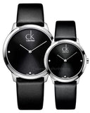  Shop Authentic Calvin Klein Minimal Diamonds Black Dial Black Leather Strap Watch for Men - K3M211CS - Luxxuri
