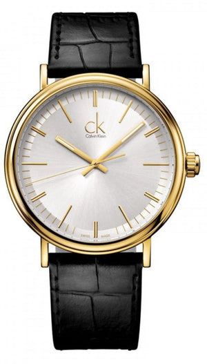  Shop Authentic Calvin Klein Surround Silver Dial Black Leather Strap Watch for Men - K3W215C6 - Luxxuri