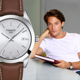  Shop Authentic Tissot Gentleman Silver Dial Brown Leather Strap Watch For Men - T127.410.16.031.00 - Luxxuri