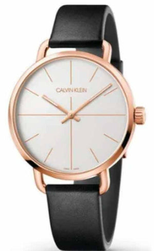  Shop Authentic Calvin Klein Even White Dial Black Leather Strap Watch for Women - K7B216C6 - Luxxuri