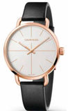 Calvin Klein Even White Dial Black Leather Strap Watch for Women - K7B216C6