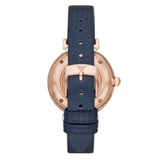  Shop Authentic Emporio Armani Gianni T-Bar Analog Silver Dial Blue Leather Strap Watch For Women - AR60020 - Luxxuri