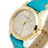  Shop Authentic Burberry Heritage Gold Dial Blue Leather Strap Watch for Women - BU9112 - Luxxuri