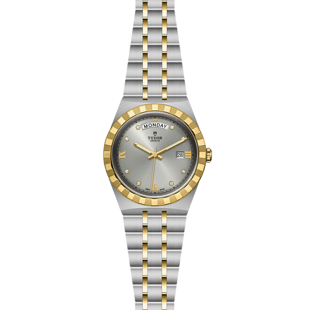  Shop Authentic Tudor Royal Diamonds Automatic Grey Dial Two Tone Steel Strap Watch for Men - M28603-0002 - Luxxuri