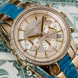  Shop Authentic Michael Kors Ritz Gold Dial Two Tone Steel Strap Watch for Women - MK6328 - Luxxuri