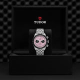 Tudor Black Bay Chrono Pink Dial Silver Steel Strap Watch for Men - M79360N-0019