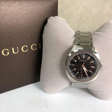  Shop Authentic Gucci GG2570 Quartz Black Dial Silver Steel Strap Watch For Men - YA142401 - Luxxuri