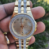  Shop Authentic Bulova Crystal Collection Champagne Dial Two Tone Steel Strap Watch for Women - 98B174 - Luxxuri