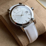 Shop Authentic Burberry The City White Dial White Leather Strap Watch for Women - BU9128 - Luxxuri