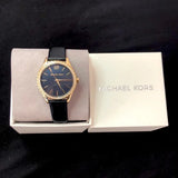  Shop Authentic Michael Kors Layton Three Hand Mother of Pearl Black Dial Black Leather Strap Watch For Women - MK2911 - Luxxuri
