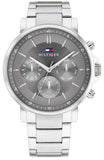  Shop Authentic Tommy Hilfiger Tyson Chronograph Grey Dial Silver Steel Strap Watch For Men - 1710604 - Luxxuri