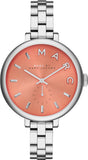 Marc Jacobs Sally Orange Dial Silver Steel Strap Watch for Women - MBM3365