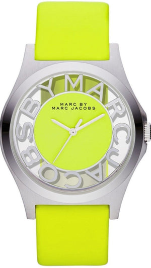  Shop Authentic Marc Jacobs Henry Skeleton Neon Yellow Dial Yellow Leather Strap Watch for Women - MBM1242 - Luxxuri