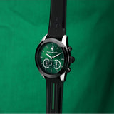 Shop Authentic Maserati Traguardo Chronograph Green Dial Black Silicone Strap Watch For Men - R8871612043 - Luxxuri