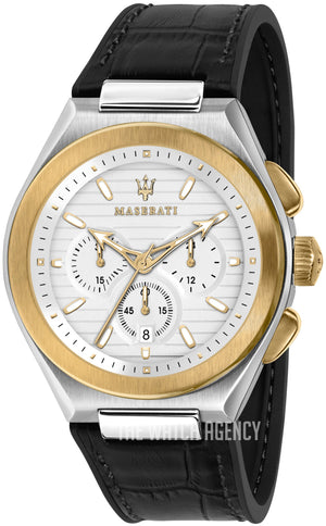  Shop Authentic Maserati Triconic Chronograph White Dial Black Leather Strap Watch For Men - R8871639004 - Luxxuri
