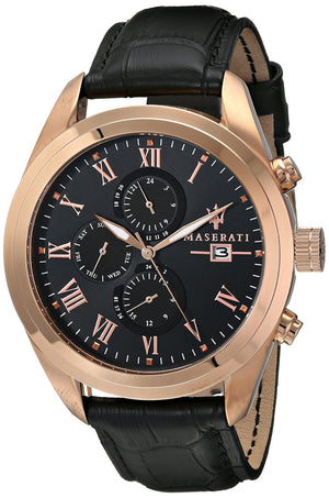  Shop Authentic Maserati Traguardo Chronograph Black Dial Black Leather Strap Watch For Men - R8871612002 - Luxxuri