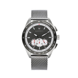  Shop Authentic Maserati Traguardo Chronograph Black Dial Silver Mesh Bracelet Watch For Men - R8873612008 - Luxxuri
