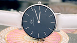  Shop Authentic Daniel Wellington Classic Petite Bondi Black Dial White Leather Strap Watch For Women - DW00100284 - Luxxuri