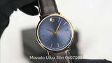  Shop Authentic Movado Ultra Slim Blue Dial Brown Leather Strap Watch For Men - 0607088 - Luxxuri