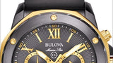  Shop Authentic Bulova Marine Star Chronograph Black Dial Black Rubber Strap Watch for Men - 98B278 - Luxxuri