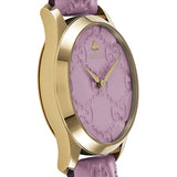  Shop Authentic Gucci G Timeless Quartz Lilac Dial Lilac Leather Strap Watch For Women - YA1264098 - Luxxuri