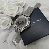  Shop Authentic Tommy Hilfiger Jordan Chronograph Black Dial Silver Mesh Strap Watch For Men - 1792092 - Luxxuri