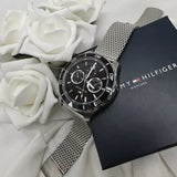  Shop Authentic Tommy Hilfiger Jordan Chronograph Black Dial Silver Mesh Strap Watch For Men - 1792092 - Luxxuri